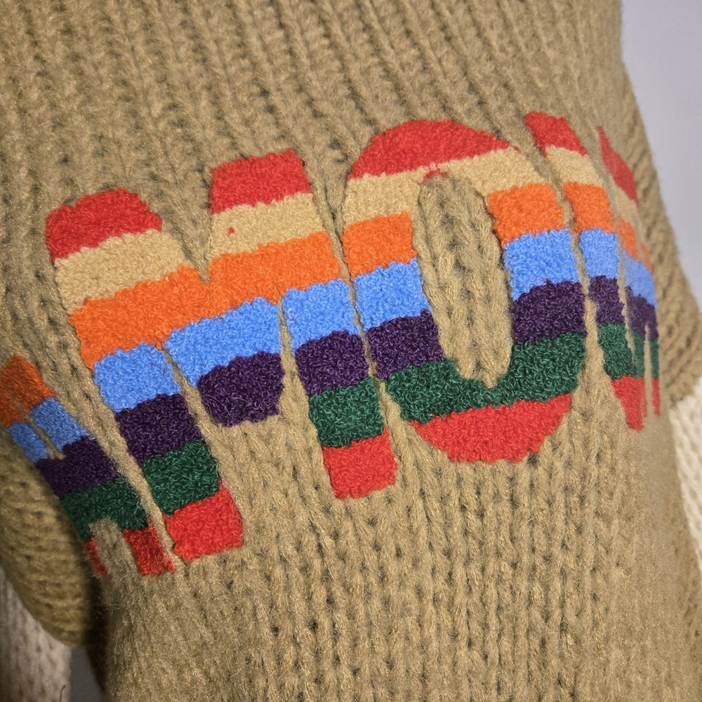 Davi & Dani Amour Chunky Knit Sweater Rainbow Embroidered Pride Love Medium NWT - Picture 4 of 8